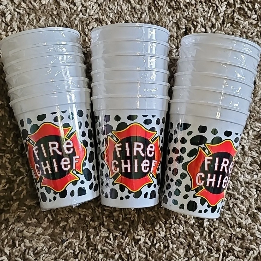 Fire Dept Child Birthday Party Supplies Set - Black, Red, Yellow, White
